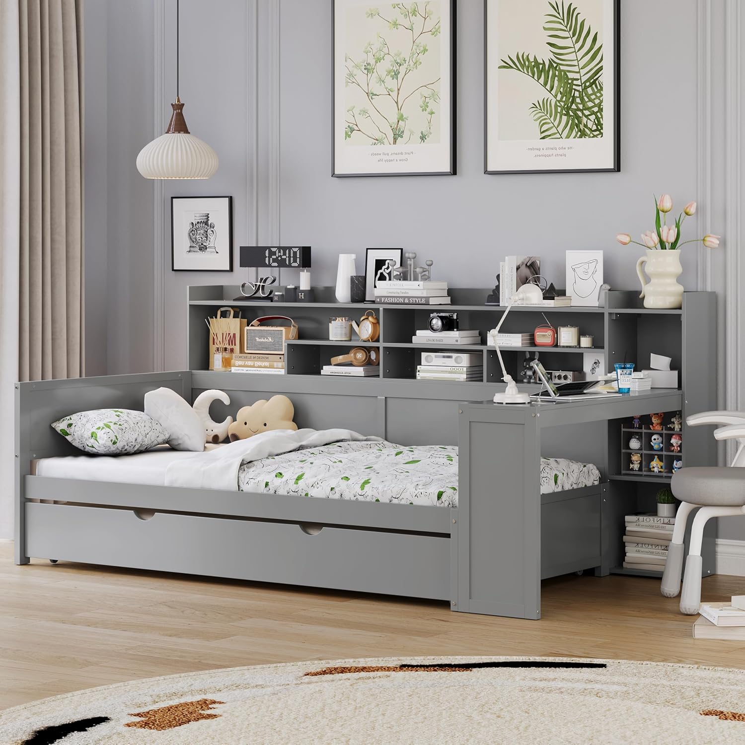 Cubicle Shelf Organizer - Twin Size Daybed with Trundle, Side