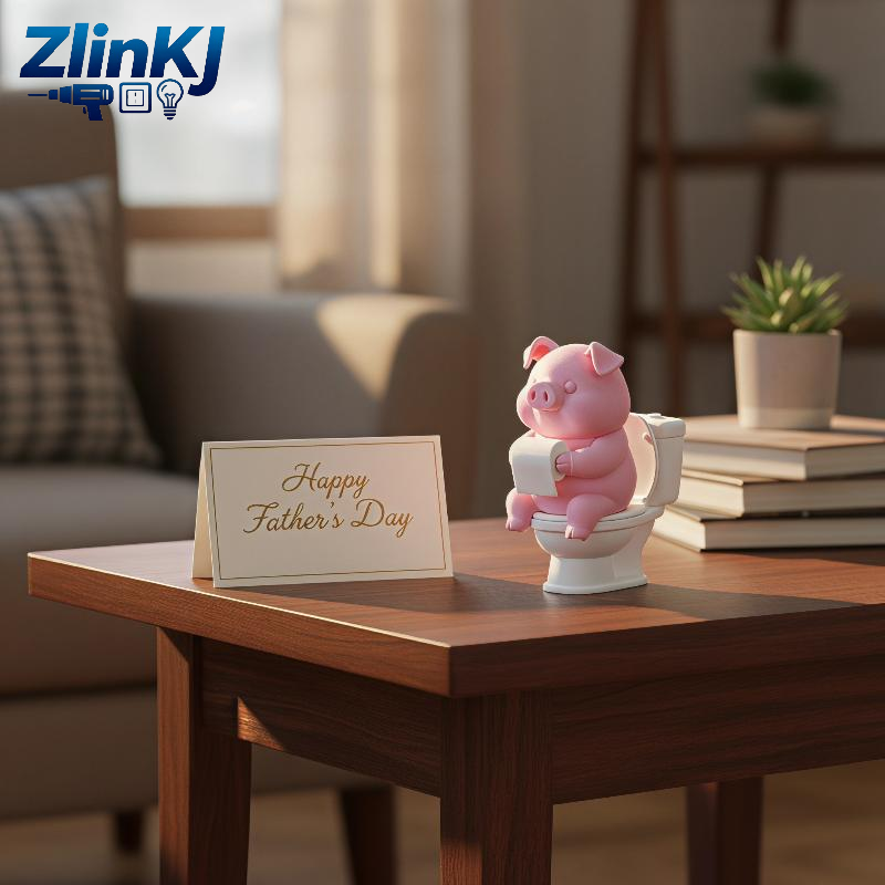 Cubicle Shelf Organizer - Cute Pig On Toilet Statue Bathroom