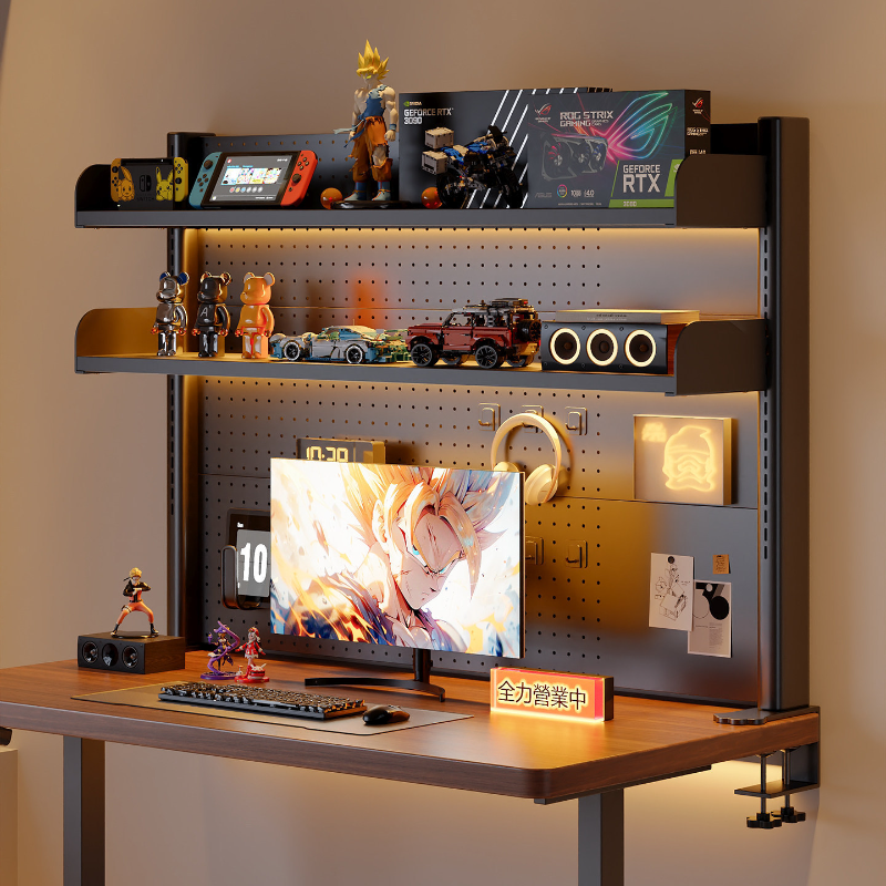 Cubicle Shelf Organizer - Clamp on Desk Shelf with Pegboard