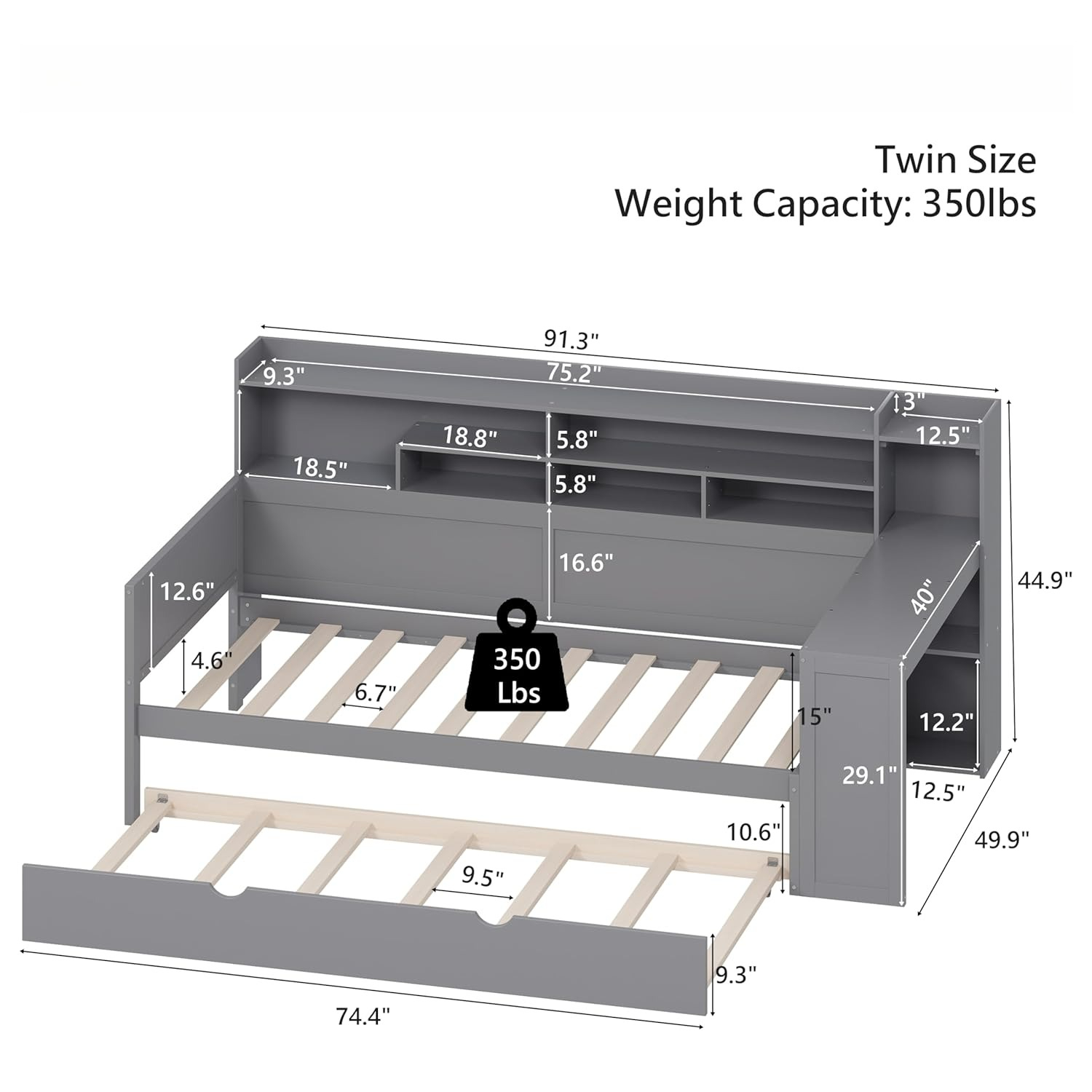 Twin Size Daybed with Trundle, - Cubicle Shelf Organizer บทวิจารณ์และราคา