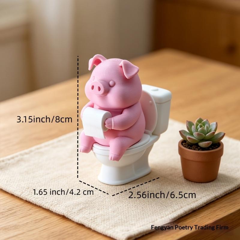 Cute Pig On Toilet Statue Bath - Cubicle Shelf Organizer บทวิจารณ์และราคา