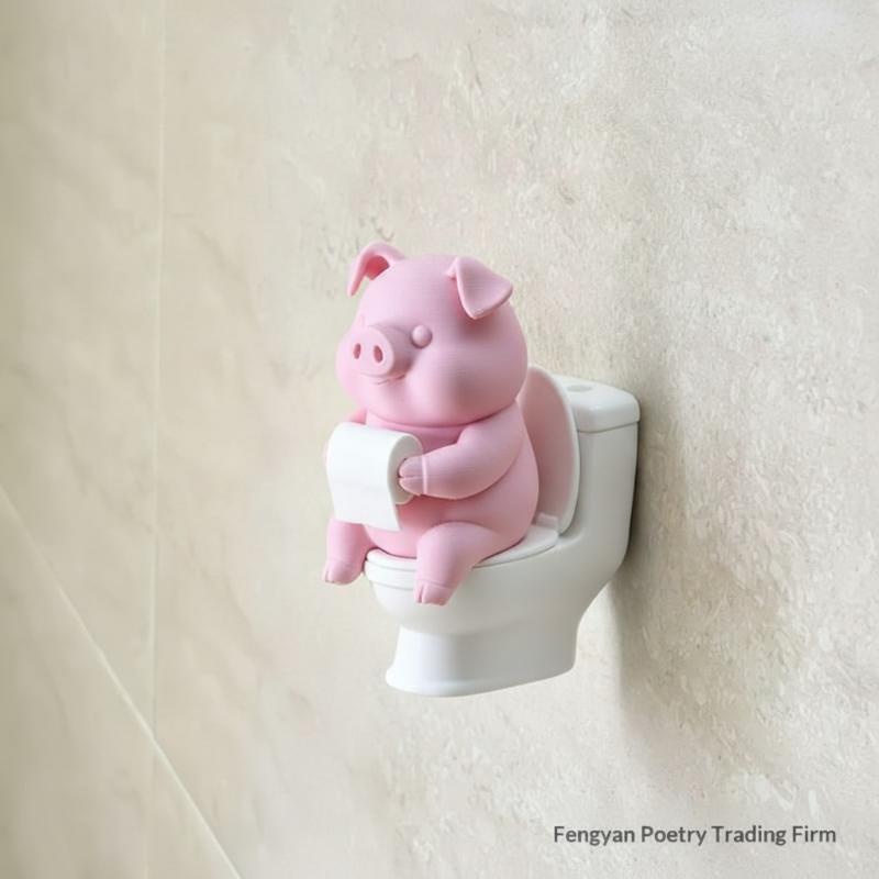 Cute Pig On Toilet Statue Bath - Cubicle Shelf Organizer บทวิจารณ์และราคา