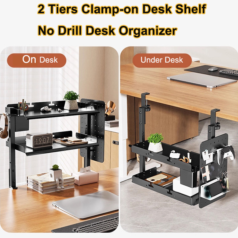 Clamp-on 14 inch Above Below D - Cubicle Shelf Organizer บทวิจารณ์และราคา