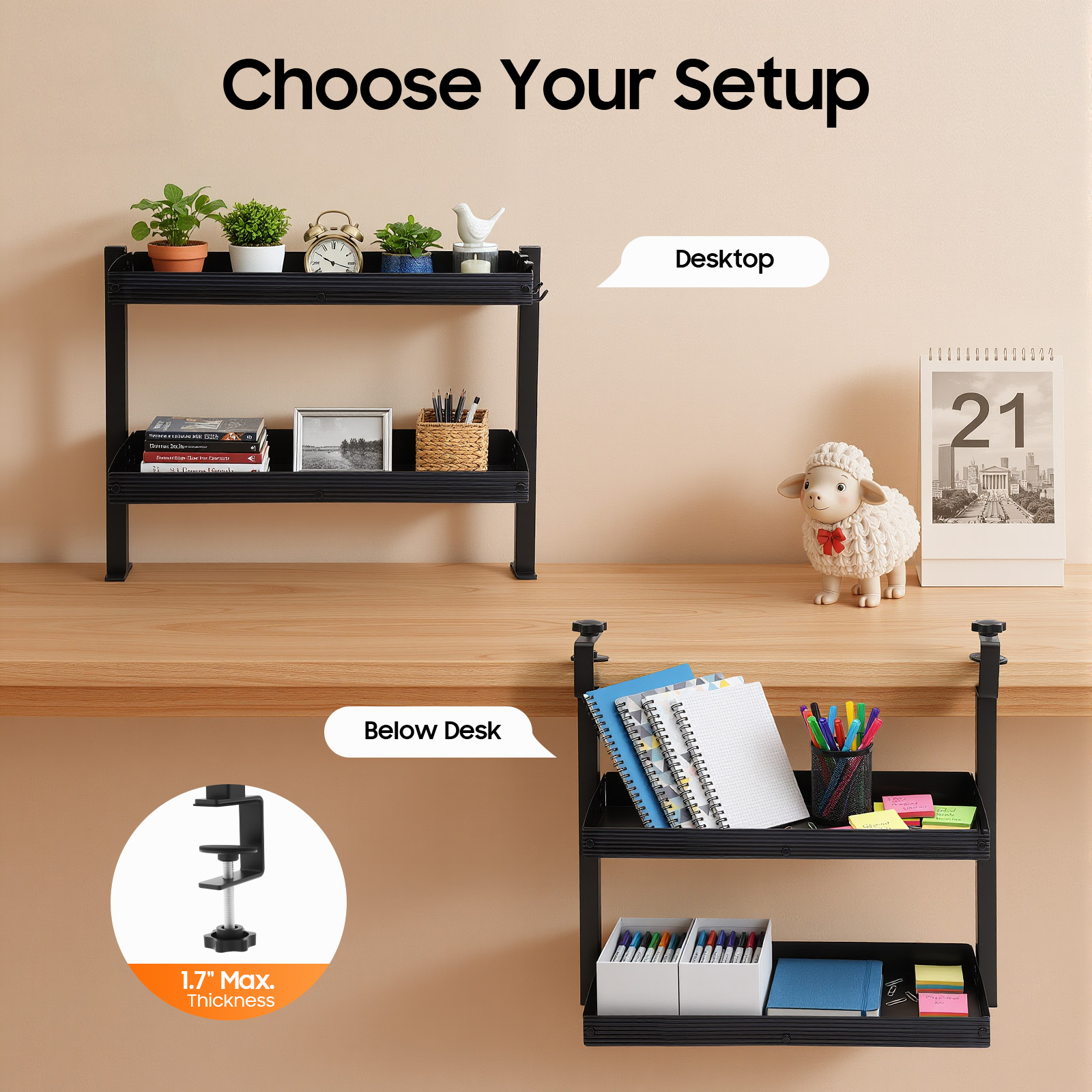 Clamp-on Desk Shelf,Desktop or - Cubicle Shelf Organizer บทวิจารณ์และราคา