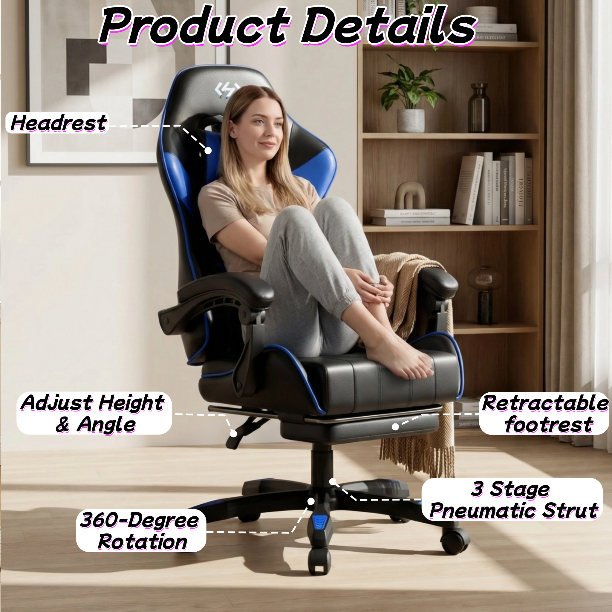 Ergonomic Gaming Chair, PU Lea - Office Furniture Suppliers บทวิจารณ์และราคา