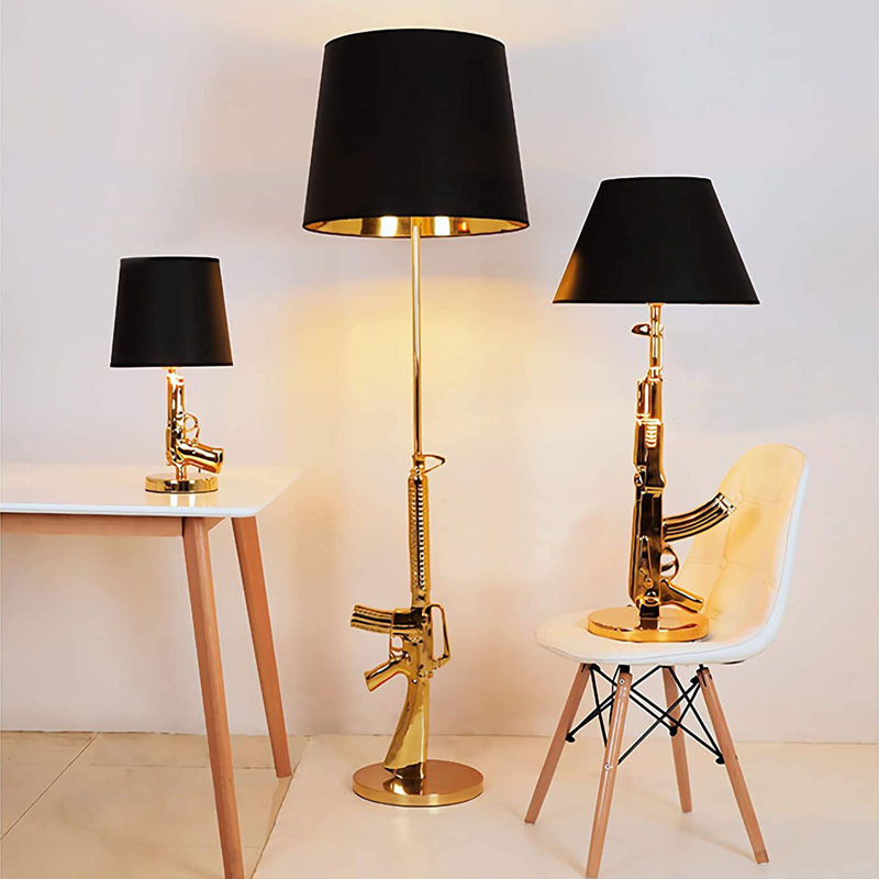 Gold Plated Pistol Table Desk  - Floor Lamp Arched บทวิจารณ์และราคา
